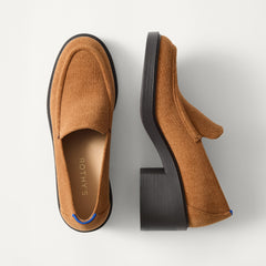 The Block Heel Loafer - ReVelvet™ Caramel